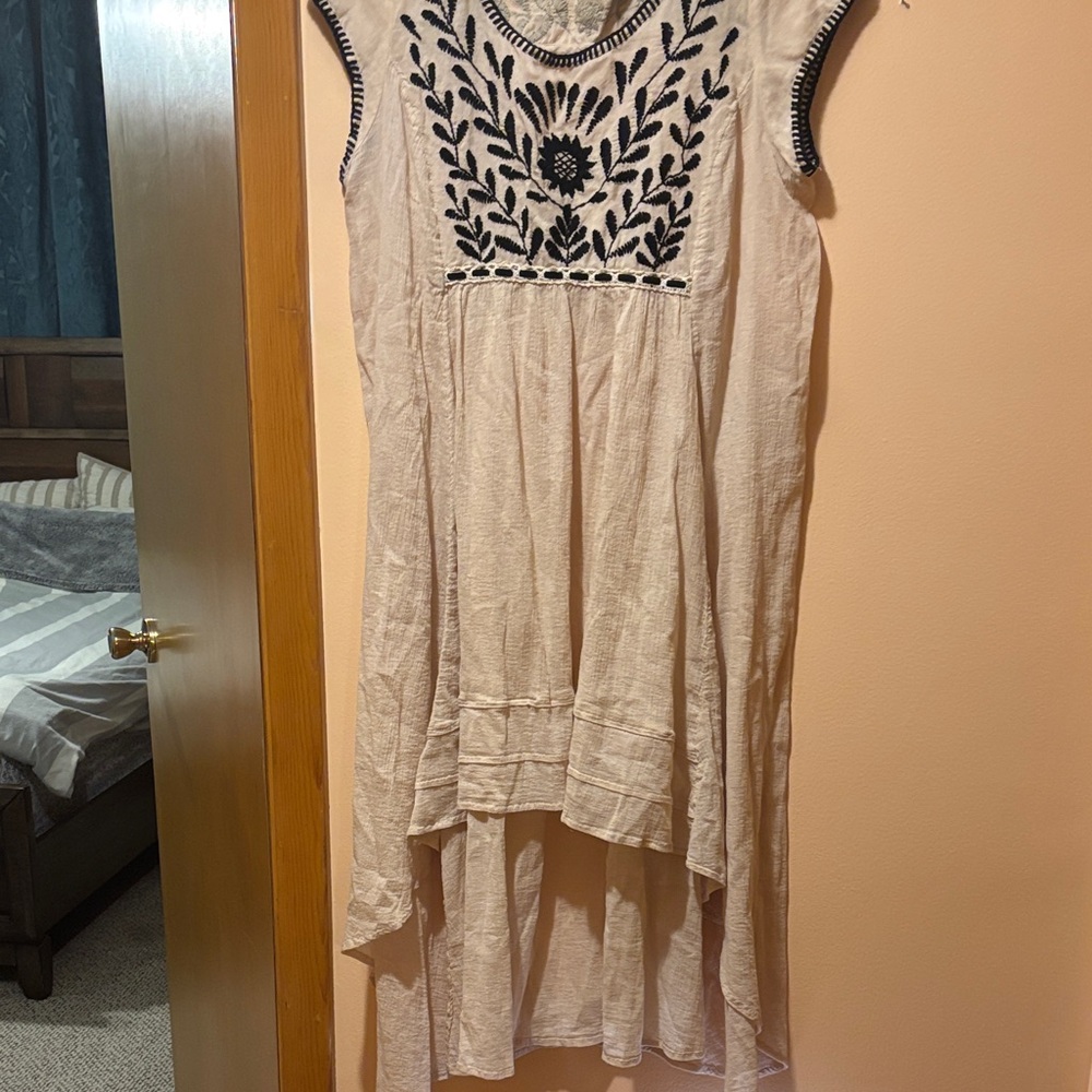 Free People Cream and Black High Low Dress